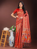 Shree Shyam Fashion Vibrant Copper & Red Banarasi Silk Saree with Colorful Pallu - Perfect Blend of Tradition and Festive Elegance