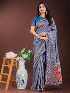 Shree Shyam Fashion Fiery Blue Banarasi Silk Saree with Gold Zari and Colorful Pallu - Perfect for Bridal,Wedding & Festive Glamour