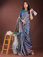 Shree Shyam Fashion Fiery Blue Banarasi Silk Saree with Gold Zari and Colorful Pallu - Perfect for Bridal,Wedding & Festive Glamour