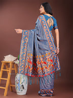 Shree Shyam Fashion Fiery Blue Banarasi Silk Saree with Gold Zari and Colorful Pallu - Perfect for Bridal,Wedding & Festive Glamour