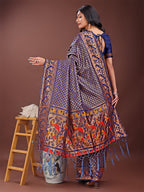 Shree Shyam Fashion Fiery Navy Blue Banarasi Silk Saree with Gold Zari and Colorful Pallu - Perfect for Bridal,Wedding & Festive Glamour