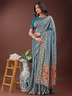 Shree Shyam Fashion Fiery Sea Green Banarasi Silk Saree with Gold Zari and Colorful Pallu - Perfect for Bridal,Wedding & Festive Glamour
