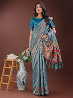 Shree Shyam Fashion Fiery Sea Green Banarasi Silk Saree with Gold Zari and Colorful Pallu - Perfect for Bridal,Wedding & Festive Glamour
