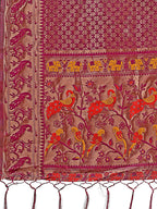 Shree Shyam Fashion Fiery Purple Banarasi Silk Saree with Gold Zari and Colorful Pallu - Perfect for Bridal,Wedding & Festive Glamour
