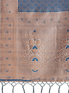 Shree Shyam Fashion Graceful Blue & Beige Lichi Silk Saree with Elegant Woven Pallu - Timeless Beauty for Every Occasion