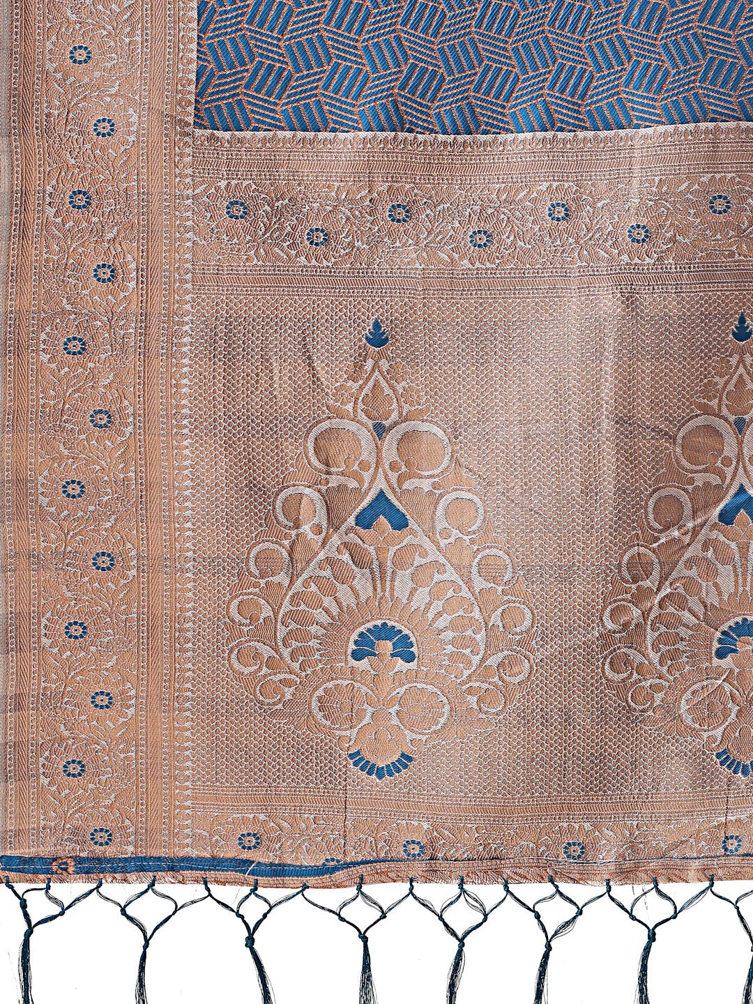 Shree Shyam Fashion Graceful Blue & Beige Lichi Silk Saree with Elegant Woven Pallu - Timeless Beauty for Every Occasion