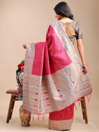 Shree Shyam Fashion Graceful Pink & Beige Lichi Silk Saree with Elegant Woven Pallu - Timeless Beauty for Every Occasion