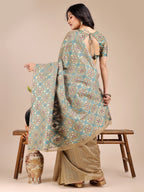 Shree Shyam Fashion Beige Cotton Woven Zari Work Traditional Tassel Saree