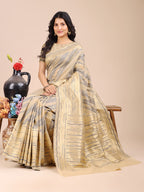 Shree Shyam Fashion Cream Cotton Woven Zari Work Traditional Tassel Saree