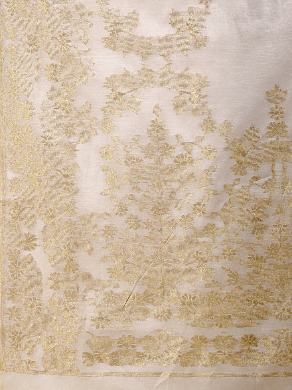 Shree Shyam Fashion Off White Cotton Woven Zari Work Traditional Tassel Saree