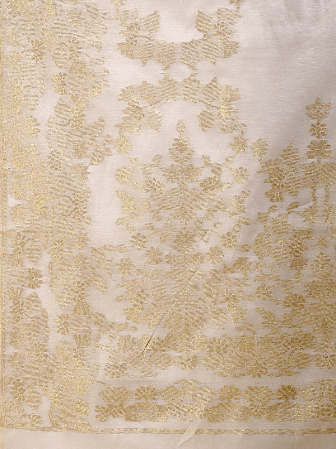 Shree Shyam Fashion Off White Cotton Woven Zari Work Traditional Tassel Saree