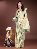 Shree Shyam Fashion Light Green Linen Cotton Saree - Elegant Simplicity for Everyday Grace