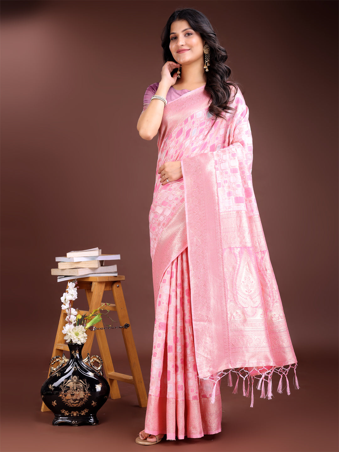 Shree Shyam Fashion Pink Linen Cotton Saree - Elegant Simplicity for Everyday Grace