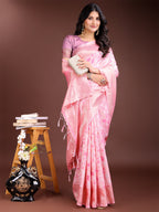 Shree Shyam Fashion Pink Linen Cotton Saree - Elegant Simplicity for Everyday Grace