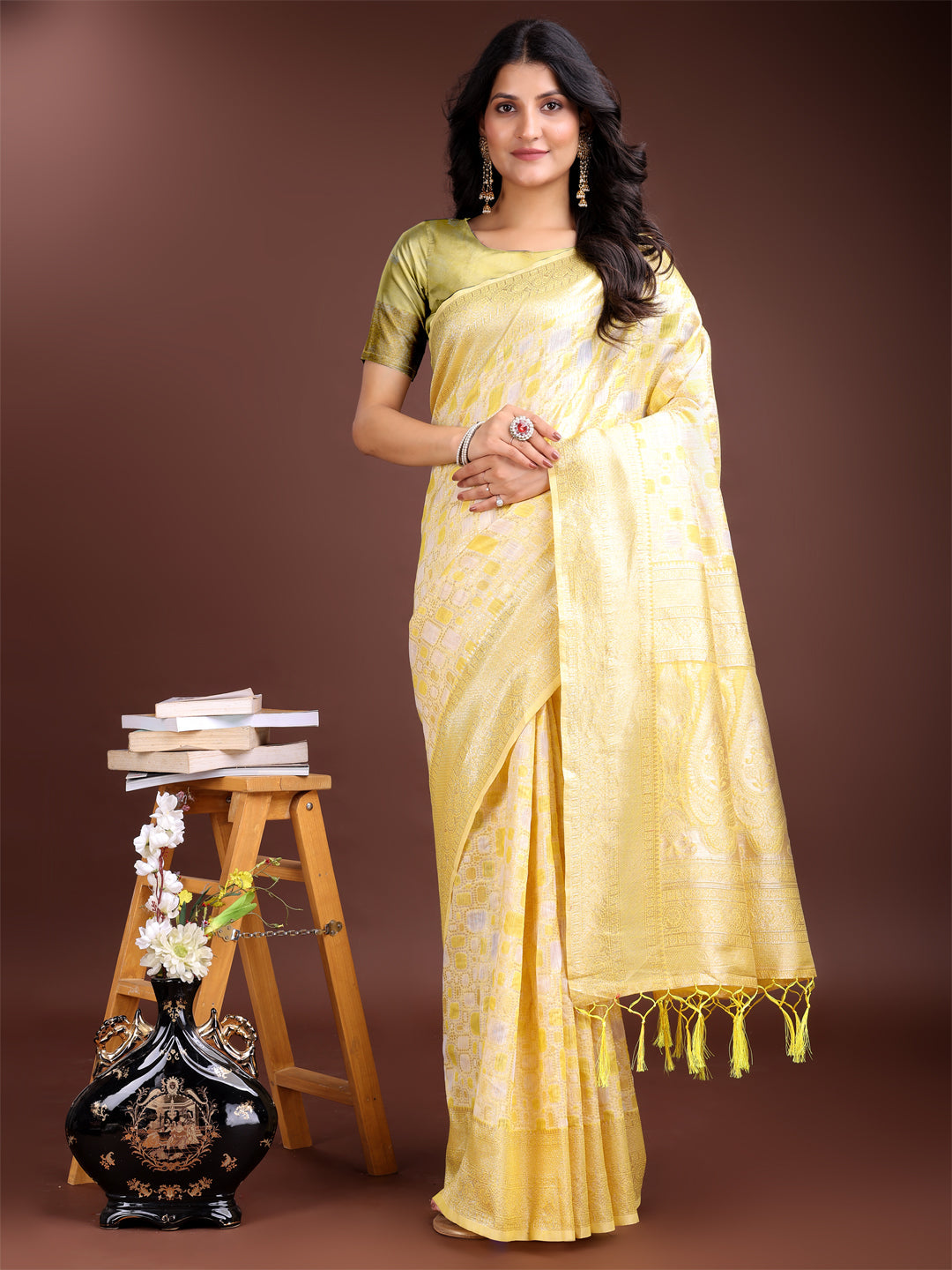 Shree Shyam Fashion Yellow Linen Cotton Saree - Elegant Simplicity for Everyday Grace