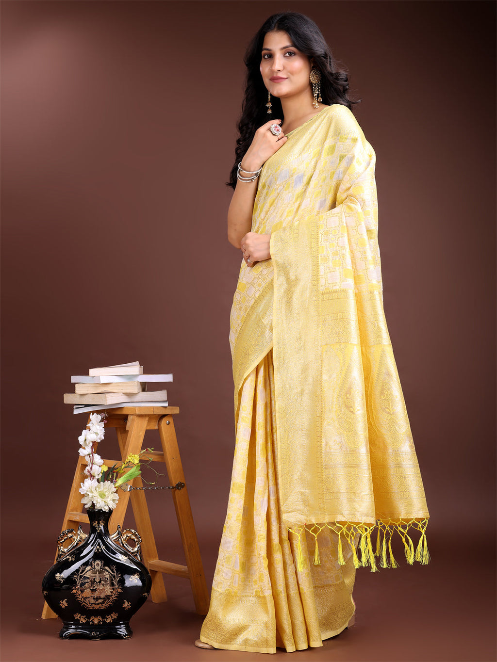 Shree Shyam Fashion Yellow Linen Cotton Saree - Elegant Simplicity for Everyday Grace