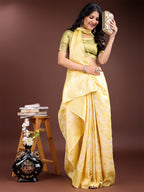Shree Shyam Fashion Yellow Linen Cotton Saree - Elegant Simplicity for Everyday Grace