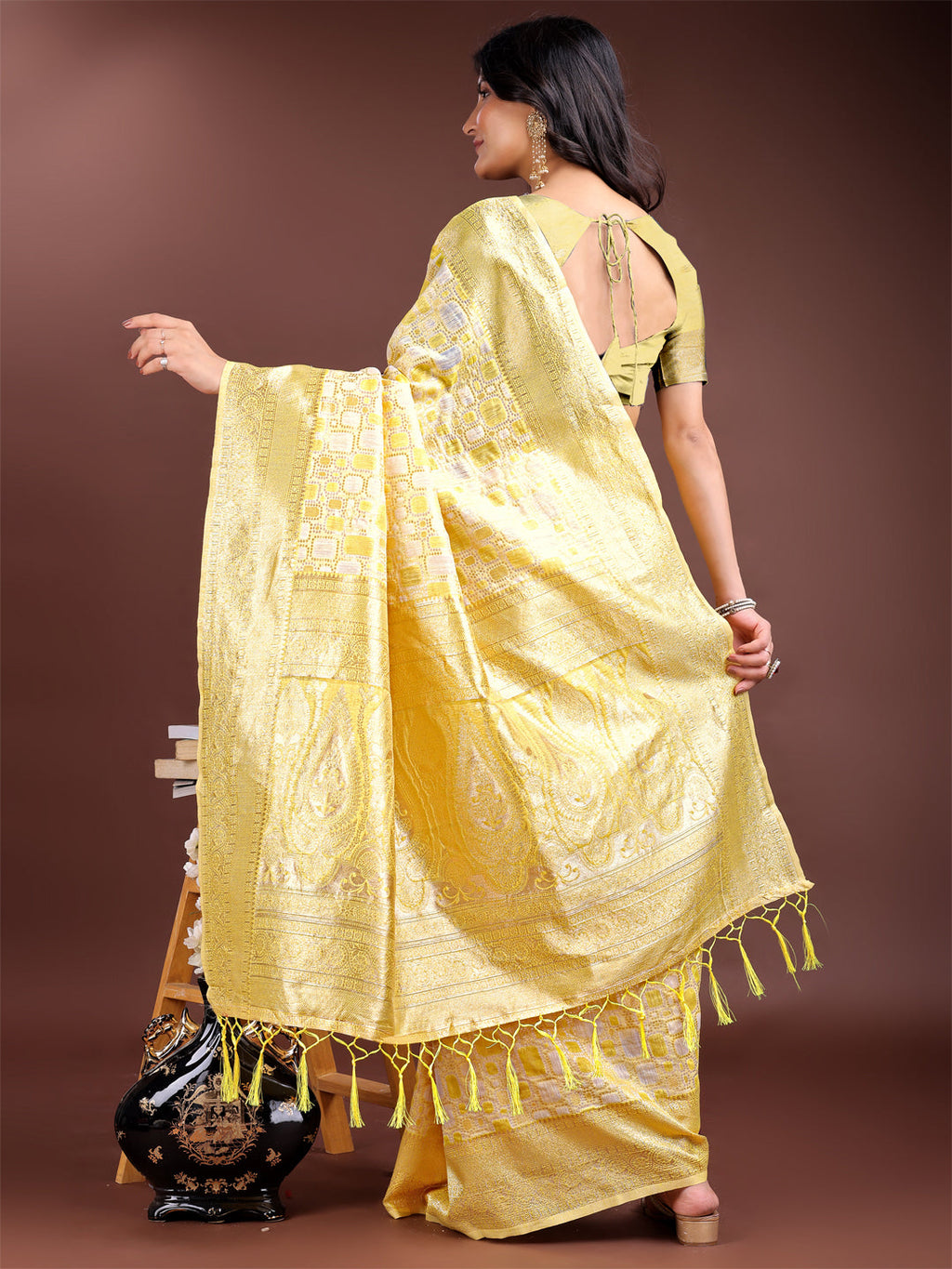 Shree Shyam Fashion Yellow Linen Cotton Saree - Elegant Simplicity for Everyday Grace