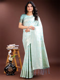Shree Shyam Fashion Sea Green Linen Cotton Saree - Elegant Simplicity for Everyday Grace