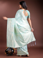 Shree Shyam Fashion Sea Green Linen Cotton Saree - Elegant Simplicity for Everyday Grace