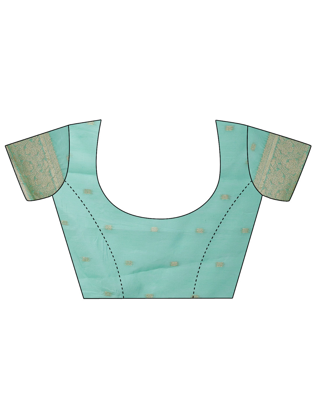 Shree Shyam Fashion Elegant Sea Green Cotton Saree with Golden Zari Work - Graceful Comfort for Everyday & Festive Wear