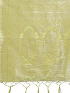 Shree Shyam Fashion Elegant Light Green Cotton Saree with Golden Zari Work - Graceful Comfort for Everyday & Festive Wear