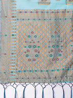 Shree Shyam Fashion Elegant Sea Green Linen Saree with Intricate Woven Patterns - Lightweight Grace for Everyday and Festive Moments