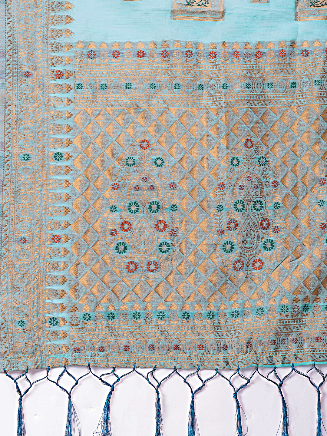 Shree Shyam Fashion Elegant Sea Green Linen Saree with Intricate Woven Patterns - Lightweight Grace for Everyday and Festive Moments