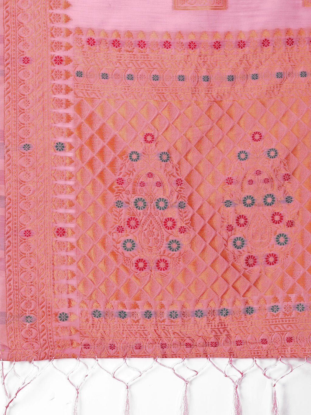 Shree Shyam Fashion Elegant Light Pink Linen Saree with Intricate Woven Patterns - Lightweight Grace for Everyday and Festive Moments