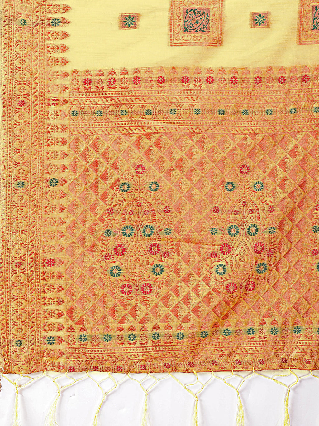 Shree Shyam Fashion Elegant Yellow Linen Saree with Intricate Woven Patterns - Lightweight Grace for Everyday and Festive Moments