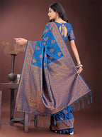 Shree Shyam Fashion Majestic Royal Blue Banarasi Silk Saree with Golden Zari - Timeless Indian Ethnic Elegance for Weddings & Festive Occasions