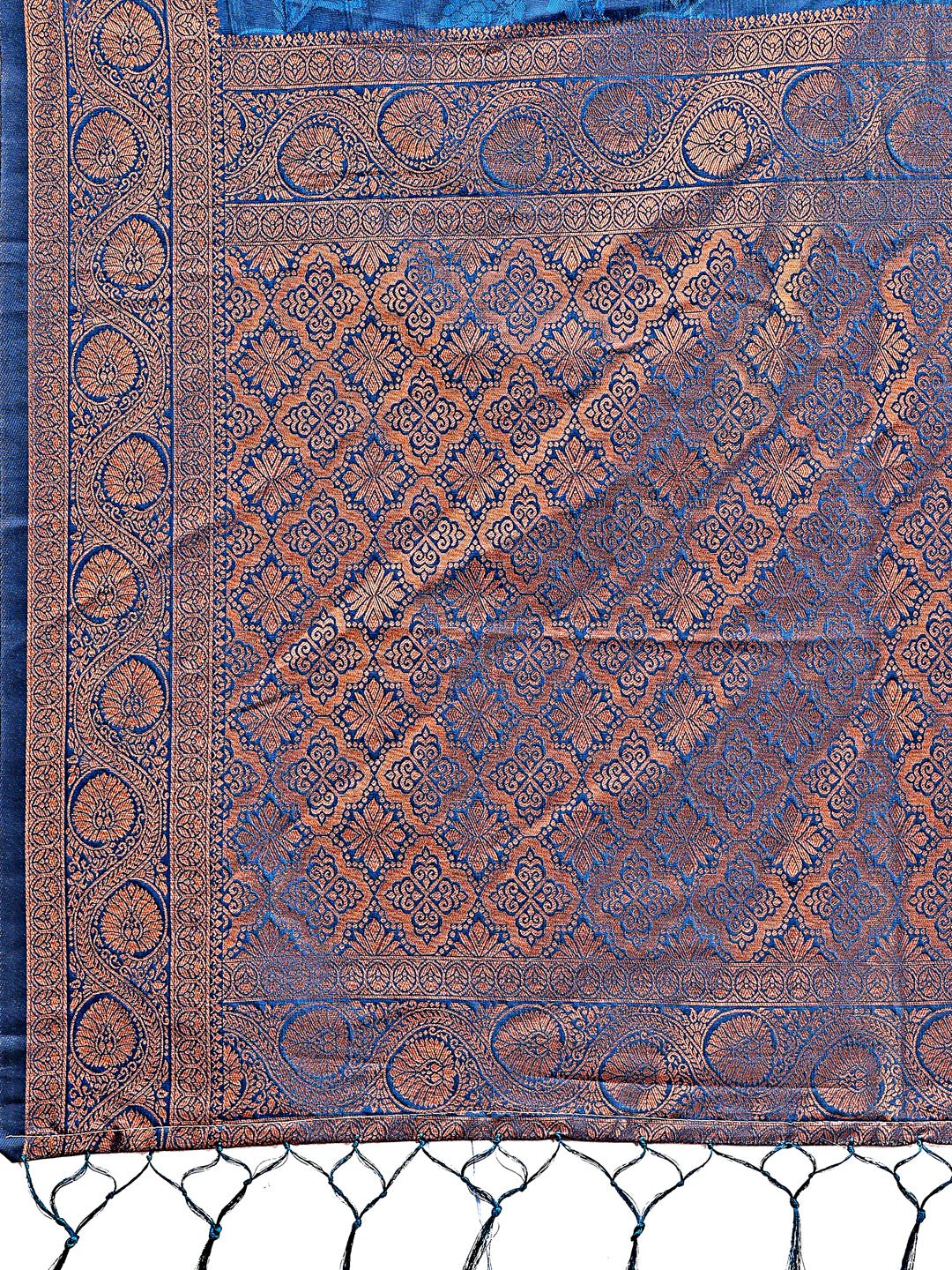 Shree Shyam Fashion Majestic Royal Blue Banarasi Silk Saree with Golden Zari - Timeless Indian Ethnic Elegance for Weddings & Festive Occasions