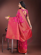 Shree Shyam Fashion Majestic Magenta Banarasi Silk Saree with Golden Zari - Timeless Indian Ethnic Elegance for Weddings & Festive Occasions