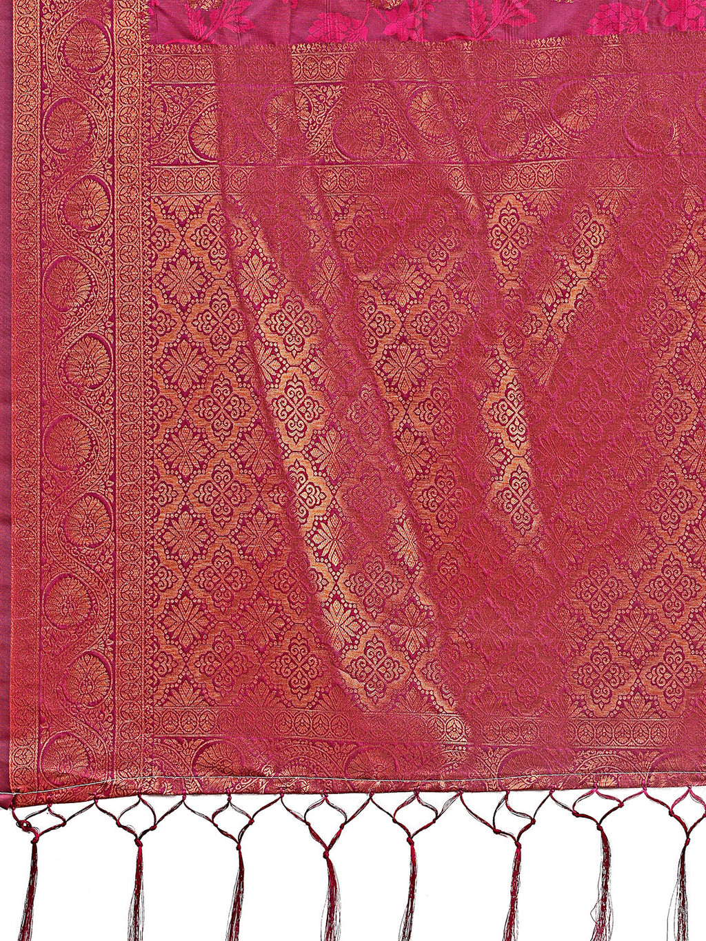 Shree Shyam Fashion Majestic Magenta Banarasi Silk Saree with Golden Zari - Timeless Indian Ethnic Elegance for Weddings & Festive Occasions