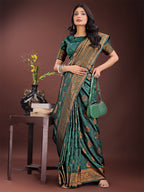 Shree Shyam Fashion Majestic Dark Green Banarasi Silk Saree with Golden Zari - Timeless Indian Ethnic Elegance for Weddings & Festive Occasions