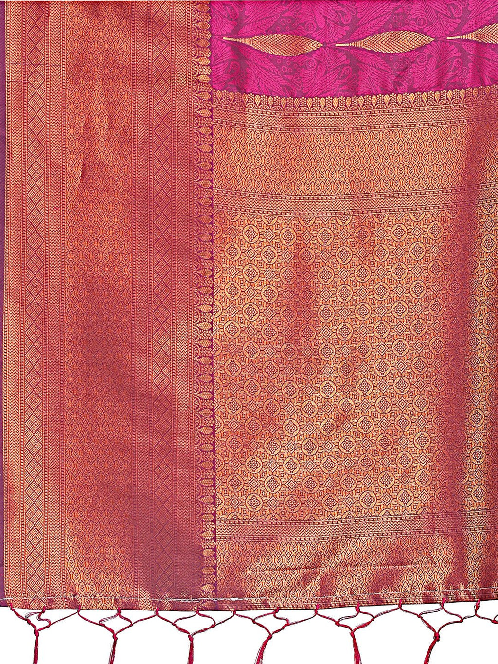 Shree Shyam Fashion Purple Linen Cotton Saree with Golden Zari Leaf Woven Design & Rich Pallu - Festive Wear | Office Look | Soft Drape - Distacart