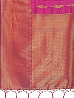Shree Shyam Fashion Purple Linen Cotton Saree with Golden Zari Leaf Woven Design & Rich Pallu - Festive Wear | Office Look | Soft Drape - Distacart