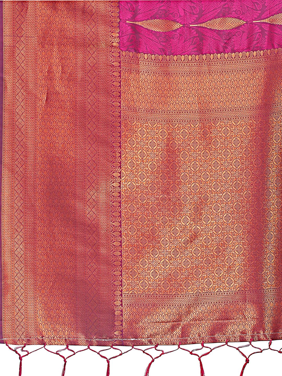 Shree Shyam Fashion Purple Linen Cotton Saree with Golden Zari Leaf Woven Design & Rich Pallu - Festive Wear | Office Look | Soft Drape - Distacart