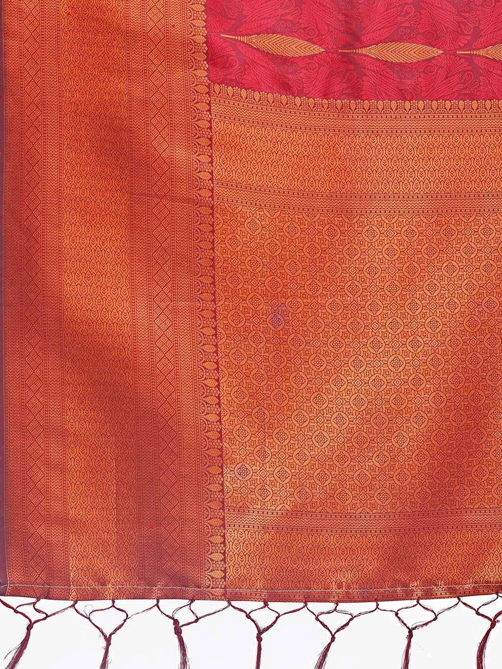Shree Shyam Fashion Maroon Linen Cotton Saree with Golden Zari Leaf Woven Design & Rich Pallu - Festive Wear | Office Look | Soft Drape - Distacart