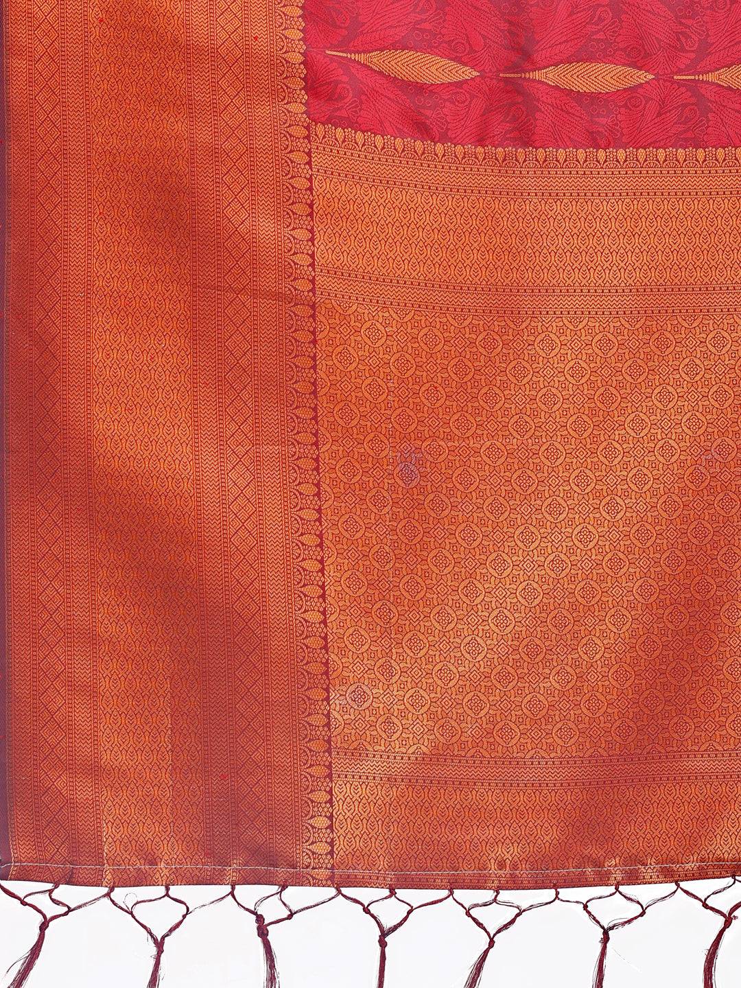 Shree Shyam Fashion Maroon Linen Cotton Saree with Golden Zari Leaf Woven Design & Rich Pallu - Festive Wear | Office Look | Soft Drape - Distacart
