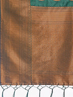 Shree Shyam Fashion Green Linen Cotton Saree with Golden Zari Leaf Woven Design & Rich Pallu - Festive Wear | Office Look | Soft Drape - Distacart