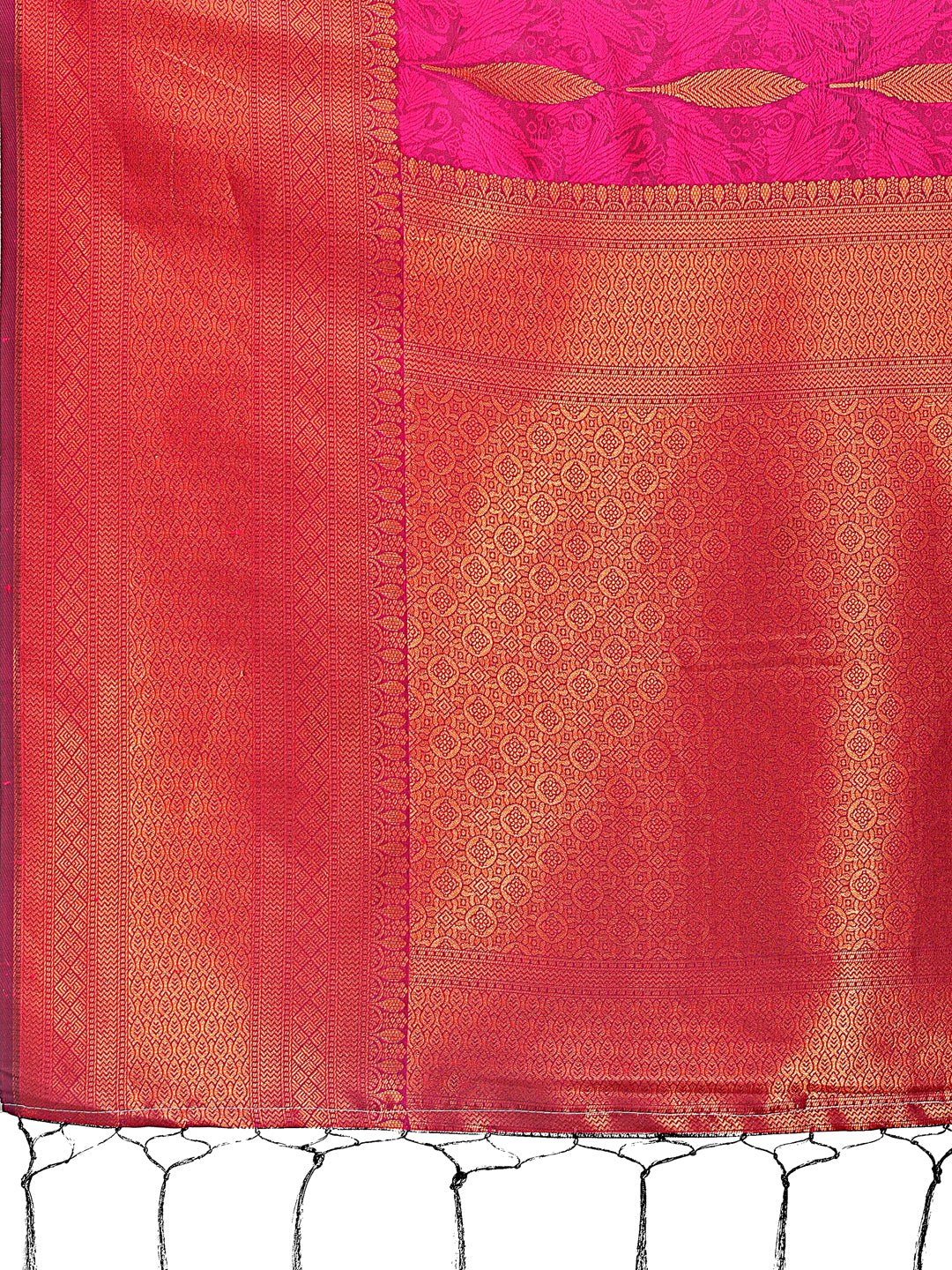 Shree Shyam Fashion Magenta Linen Cotton Saree with Golden Zari Leaf Woven Design & Rich Pallu - Festive Wear | Office Look | Soft Drape - Distacart