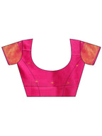 Shree Shyam Fashion Magenta Linen Cotton Saree with Golden Zari Leaf Woven Design & Rich Pallu - Festive Wear | Office Look | Soft Drape - Distacart