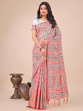 Shree Shyam Fashion Elegant White Jacquard Linen Cotton Saree with Traditional Multicolor Weave & Tassel Pallu - Festive & Casual Wear for Women