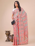 Shree Shyam Fashion Elegant White Jacquard Linen Cotton Saree with Traditional Multicolor Weave & Tassel Pallu - Festive & Casual Wear for Women