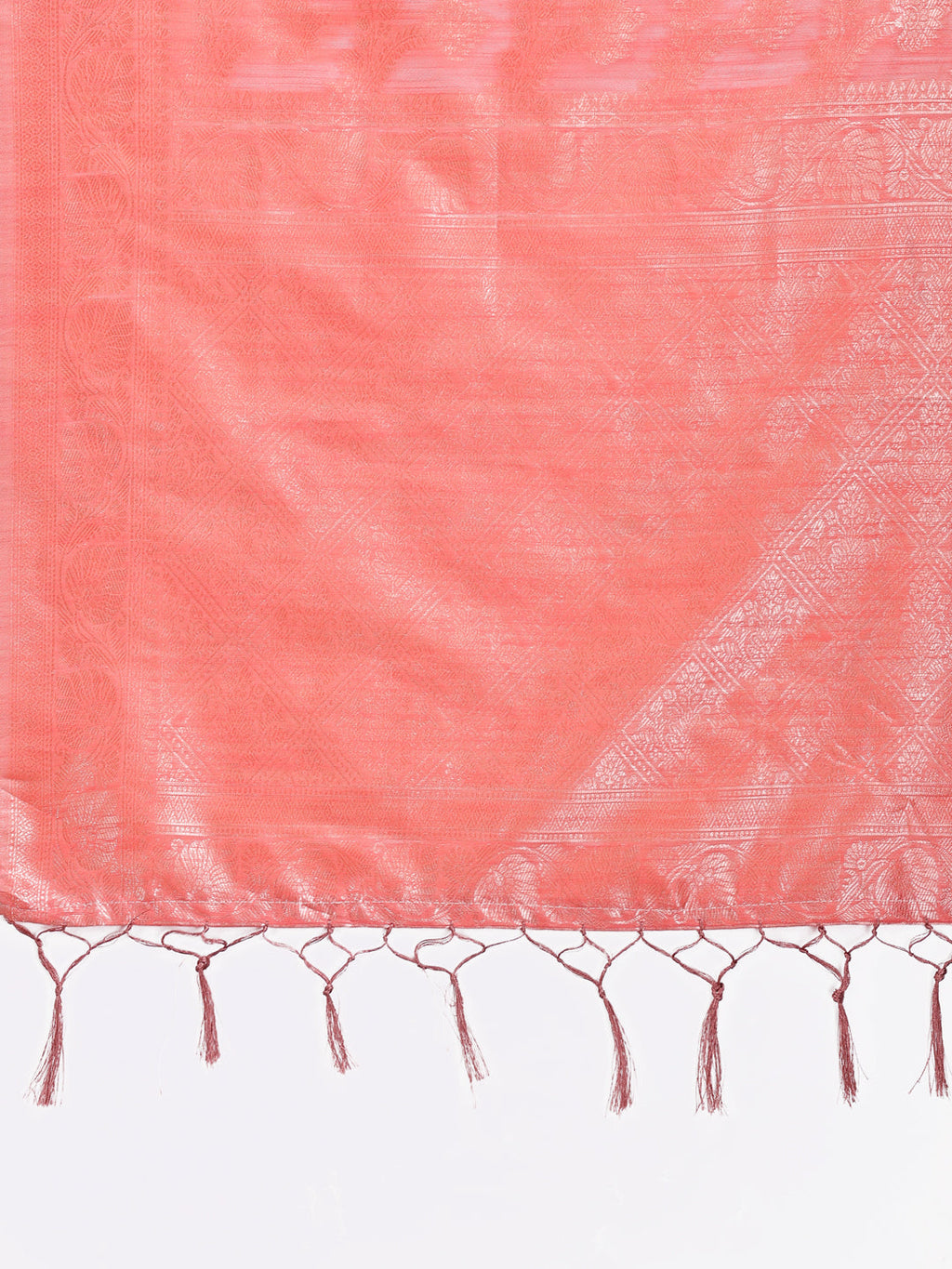 Shree Shyam Fashion Peach Linen Cotton Woven Zari Work Traditional Tassel Saree