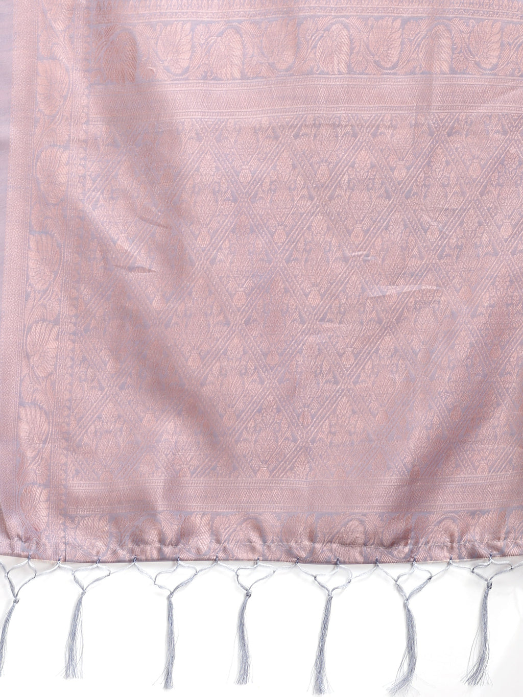 Shree Shyam Fashion Grey Linen Cotton Woven Zari Work Traditional Tassel Saree