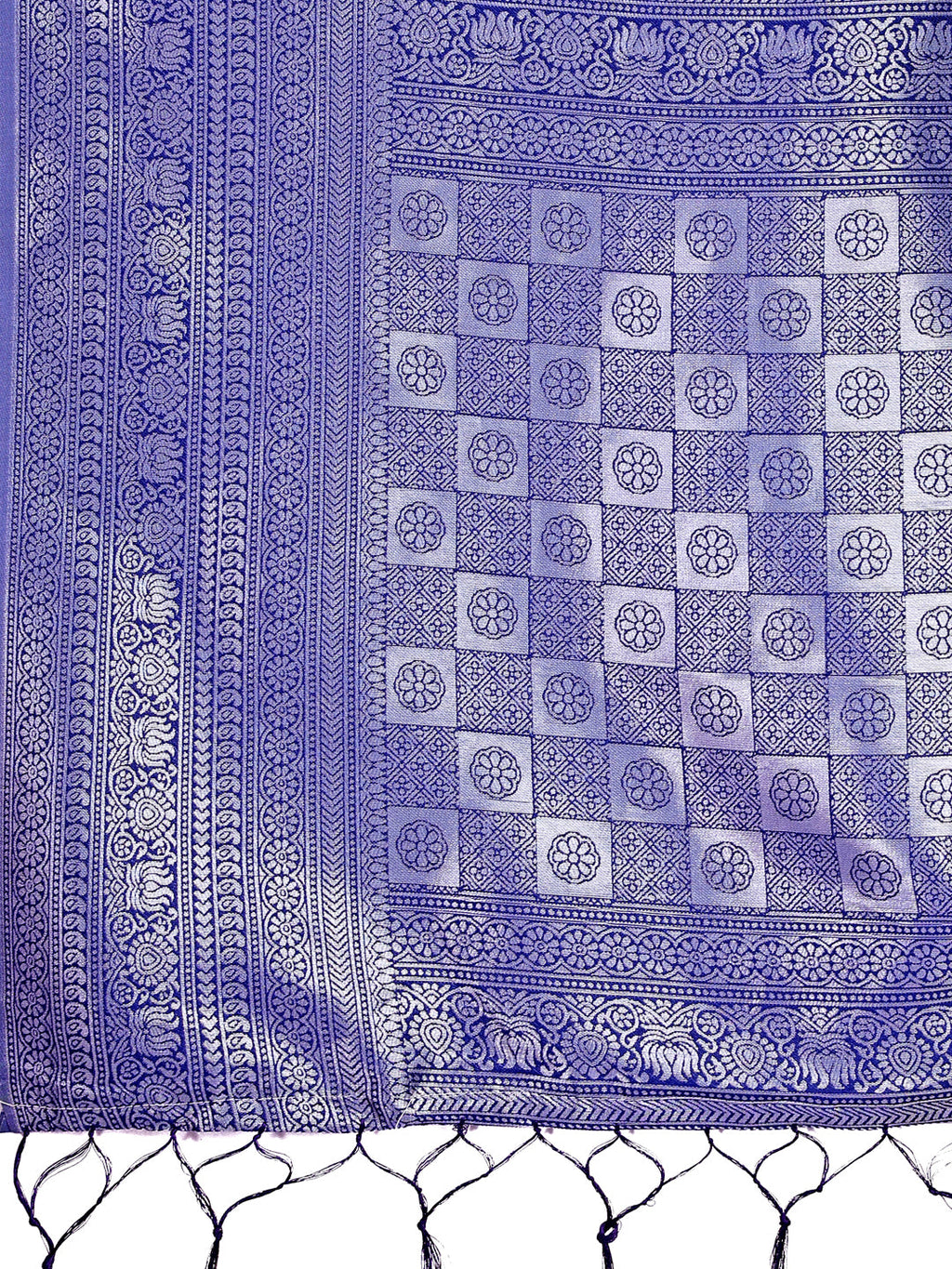 Shree Shyam Fashion Vibrant Sky Blue & Blue Lichi Silk Saree with Rich Woven Border and Contrast Blouse - Festive & Wedding Wear