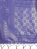 Shree Shyam Fashion Vibrant Sky Blue & Blue Lichi Silk Saree with Rich Woven Border and Contrast Blouse - Festive & Wedding Wear