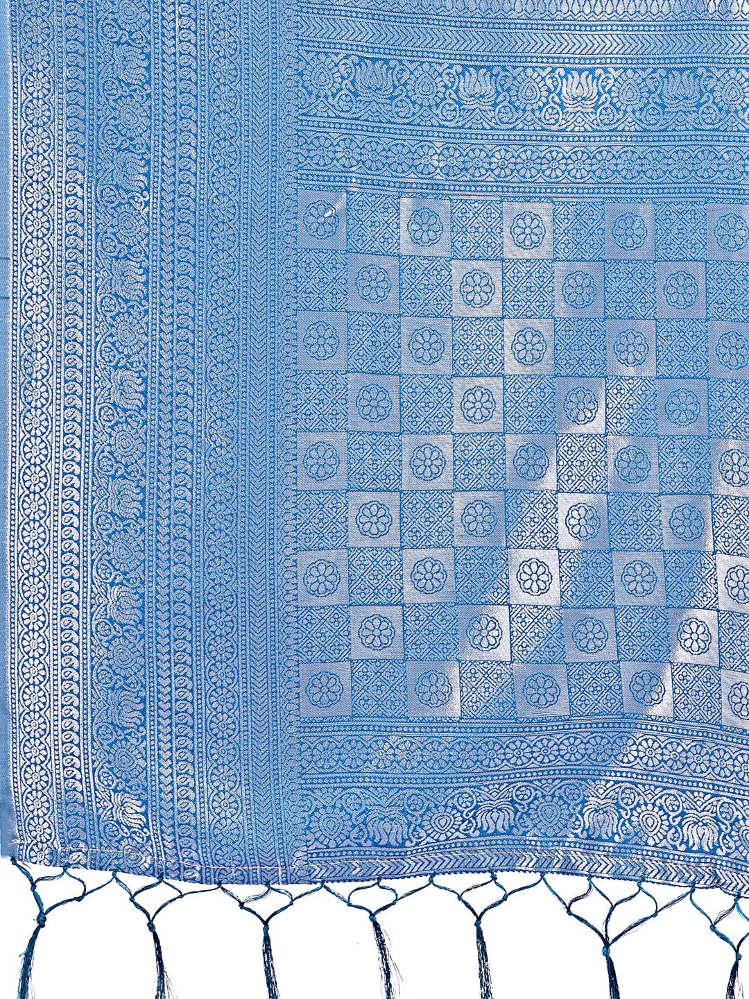 Shree Shyam Fashion Vibrant Peach & Teal Lichi Silk Saree with Rich Woven Border and Contrast Blouse - Festive & Wedding Wear